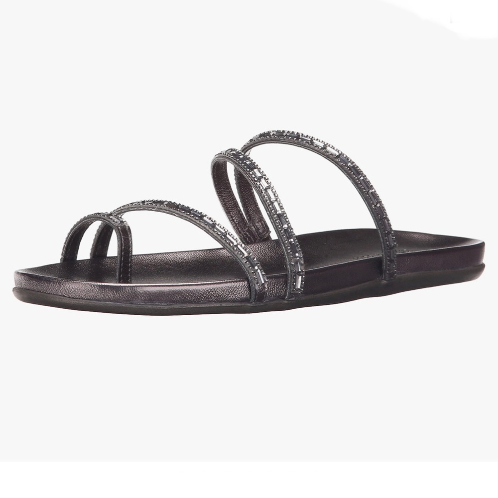 Keneth Cole Reaction Slim Love Toe Ring Sandal Pewter Sparkle Size 9.5